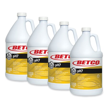Betco pH7 Floor Cleaner, Lemon Scent, 1 gal Bottle, 4PK 1380400CT